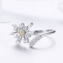 925 Sterling Silver Ring with Plated Platinum and Pavé Setting CZ