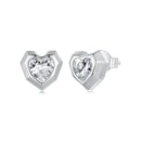 925 Sterling Silver Earrings with Pavé Setting CZ in White Gold, 0.8 x 0.9 cm