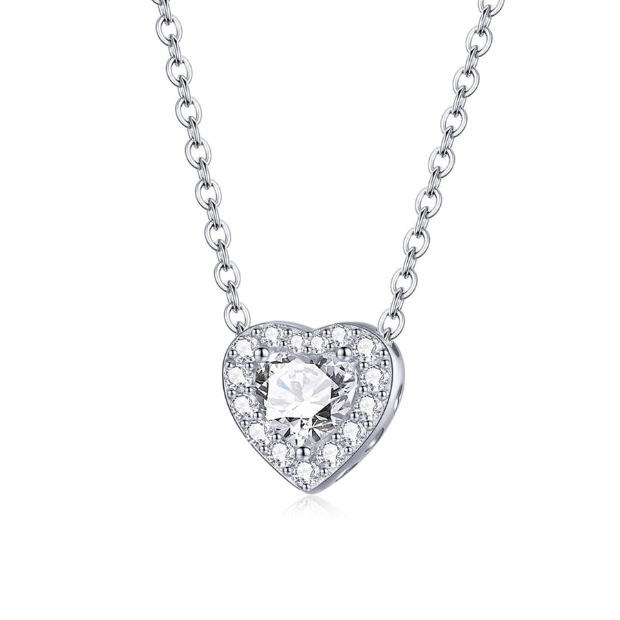 925 Sterling Silver Adjustable Cubic Zirconia Pendant Necklace for Women