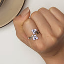 S925 Sterling Silver Enamel CZ Pavé Setting Ring for Women