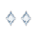 925 Sterling Silver Earrings with Transparent Glass and White Gold Plating