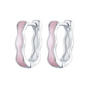 925 Sterling Silver Earrings with Enamel in White Gold Finish - 13*3mm for Women
