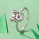 925 Sterling Silver Oxidized Silver Dog Ring for Women