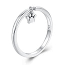 925 Sterling Silver Oxidized Round Paw Print Ring Size 6.0 for Women