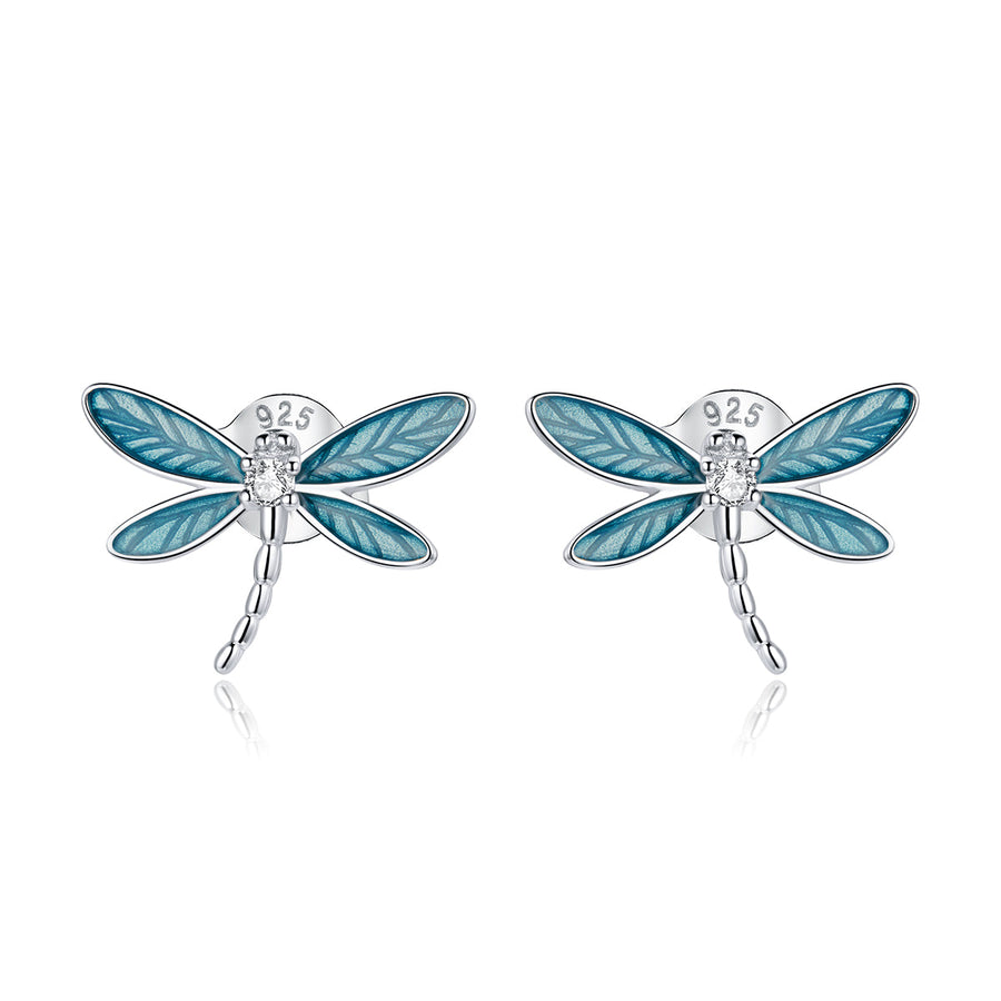 925 Sterling Silver & Platinum Plated Pavé Setting CZ Earrings