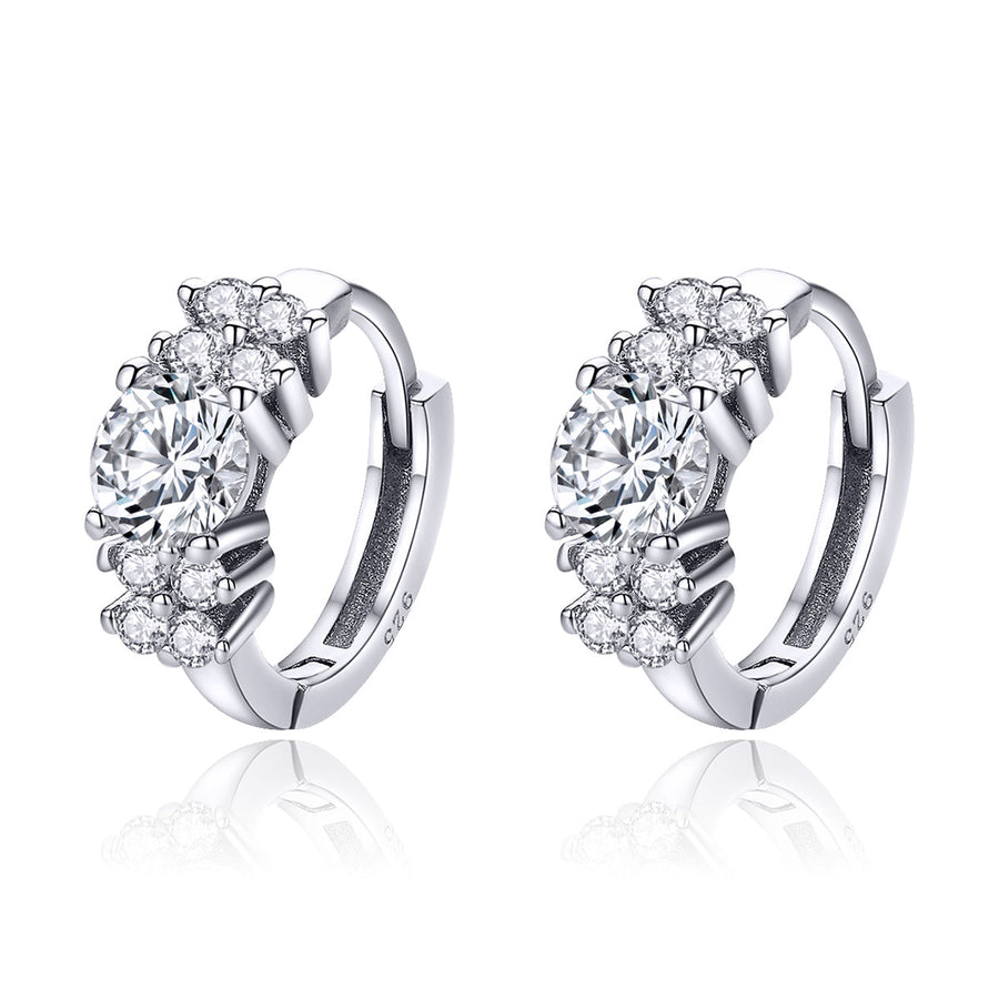 925 Sterling Silver Earrings with Pavé Setting and CZ Stone for Women