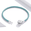 925 Sterling Silver and Leather 17cm Bracelet