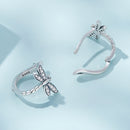 925 Sterling Silver Earrings with Pavé Setting CZ, Oxidized Finish, 1.3cm for Women