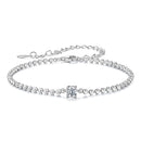 925 Sterling Silver Moissanite Bracelet 15+6cm with White Gold Plating for Women