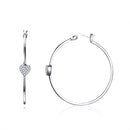 925 Sterling Silver Earrings with CZ, Size 3.8*0.6cm, Women's Jewelry