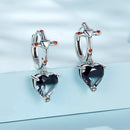925 Sterling Silver Earrings with Pavé Setting CZ - Oxidized Silver - 2.3cm x 0.9cm - For Women