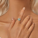 925 Sterling Silver Ring Size 6.0 with 11mm CZ & Transparent Glass for Women