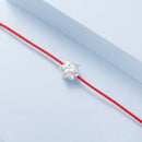 925 Sterling Silver Bracelet with White Gold Plating and Cotton Cord for Women