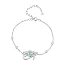 925 Sterling Silver Pavé Setting CZ & Translucent Opal Bracelet 160+50mm for Women