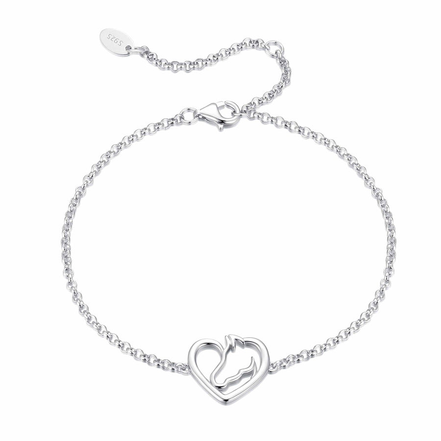925 Sterling Silver Plated White Gold Bracelet 21cm for Women