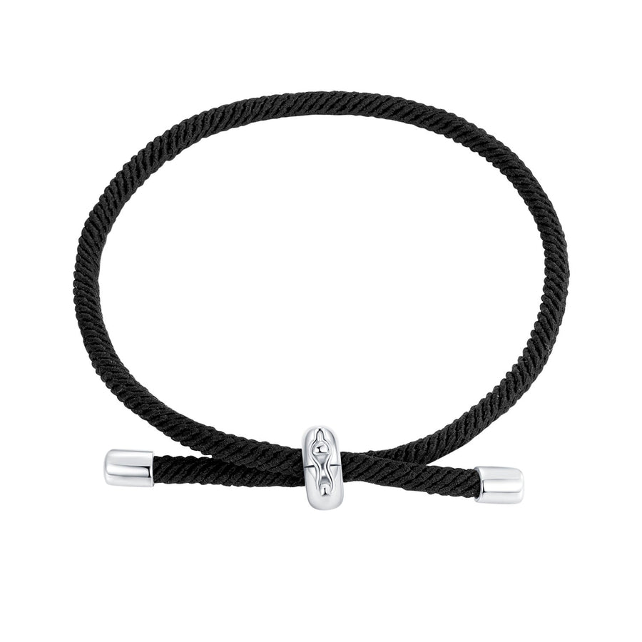 925 Sterling Silver and White Gold Plated Rope Bracelet for Men