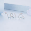 925 Sterling Silver Earrings with Plated Platinum and Pavé Setting CZ, 1.5x2.2cm for Women