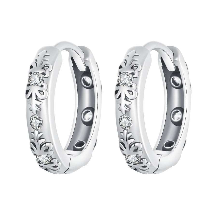 925 Sterling Silver Earrings with Oxidized Finish and Pavé Setting CZ for Women