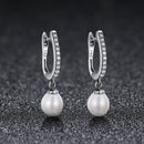 925 Sterling Silver Freshwater Pearl Earrings with Pavé Setting CZ for Women