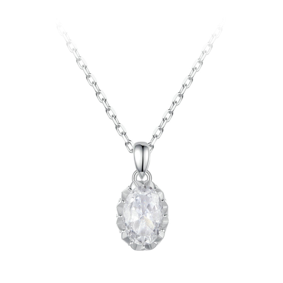 925 Sterling Silver 1 Carat Moissanite Necklace with Pavé Setting, 400 mm Length for Women