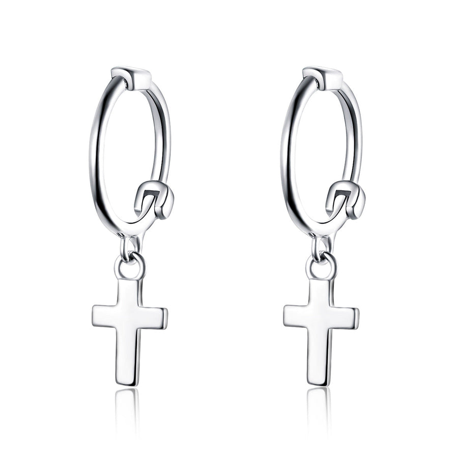 925 Sterling Silver Earrings Plated Platinum 1.9*0.5cm for Women