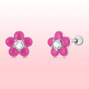 S925 Sterling Silver CZ Pavé Enamel Oxidized Earrings