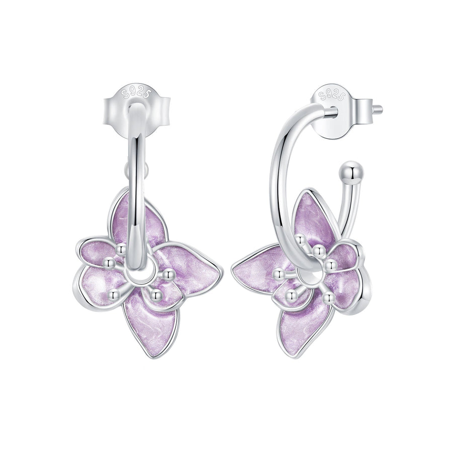 925 Sterling Silver Enamel White Gold Plated Earrings Size 20*14mm