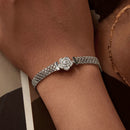 925 Sterling Silver and Platinum Plated 17.0 cm Pavé Setting CZ Bracelet for Women