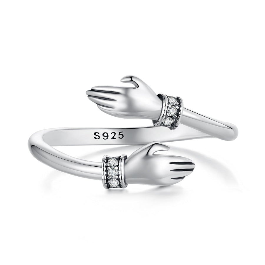 925 Sterling Silver Oxidized Pavé CZ Ring