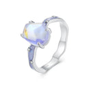 925 Sterling Silver Enamel 10x8mm CZ Ring Size 6 for Women