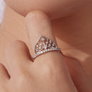 925 Sterling Silver White Gold Plated Ring with Pavé Setting CZ Size 6 for Women