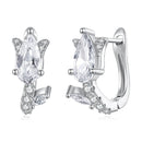 925 Sterling Silver Earrings with White Gold Plating and CZ
