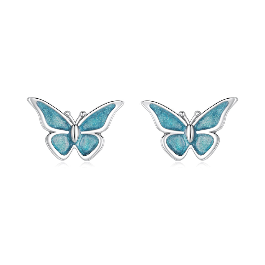 925 Sterling Silver Enamel Oxidized Earrings Size 0.7*1.1cm for Women