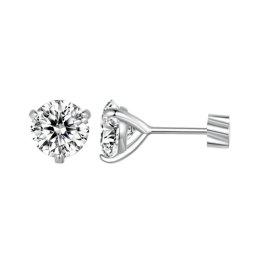925 Sterling Silver Moissanite Earring 0.7cm White Gold Plated for Women