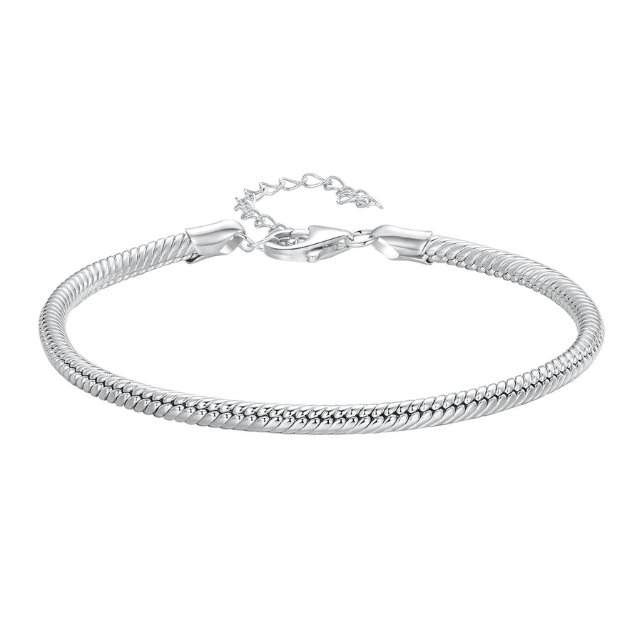 925 Sterling Silver Plated Platinum Bracelet with Adjustable Length for Women
