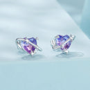 925 Sterling Silver Earrings with CZ and Transparent Glass in White Gold Plating for Women