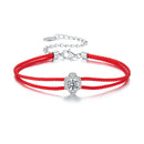 925 Sterling Silver White Gold Plated Round Moissanite 15+6cm Cotton Cord Bracelet for Women