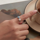 925 Sterling Silver Turtle Ring with Quality Shell Pearl & CZ - Size: nan