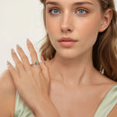925 Sterling Silver & White Gold Plated Amazonite Ring Size 6 for Women