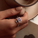 925 Sterling Silver Pavé Setting CZ & Synthetic Tourmaline Ring for Women