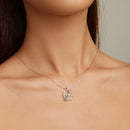925 Sterling Silver Adjustable Moonstone Necklace with CZ Accents for Women