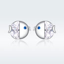 925 Sterling Silver Earrings with Pavé Setting CZ, Size 0.6*0.7cm, for Women