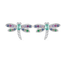 925 Sterling Silver Earrings with Pavé CZ and Transparent Glass