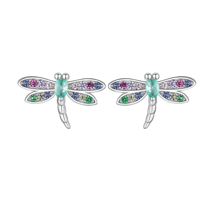 925 Sterling Silver Earrings with Pavé CZ and Transparent Glass