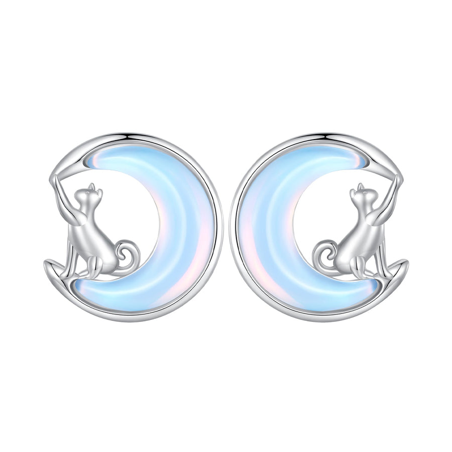 925 Sterling Silver Earrings with Transparent Glass, 13mm x 12mm for Women