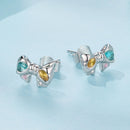 925 Sterling Silver Earrings with Transparent Glass and CZ for Women