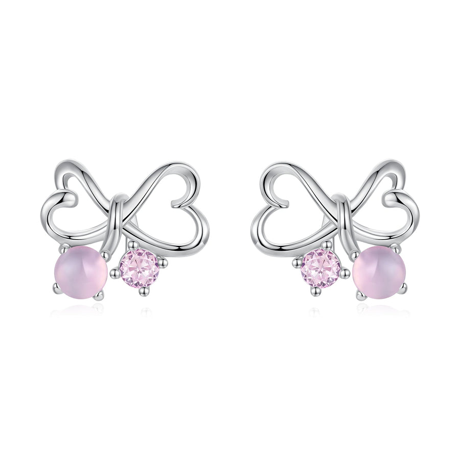 925 Sterling Silver Earrings with Pavé Setting CZ and Transparent Glass for Women