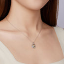 925 Sterling Silver + Plated White Gold + Plated Gold 1.8*1.2cm Necklace for Women