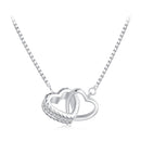 925 Sterling Silver Necklace with CZ in Pavé Setting, Length 400+50mm, Pendant 11*18mm, Unisex