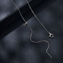 925 Sterling Silver + Moissanite Adjustable Necklace for Women - White Gold 0.5ct & 0.1ct